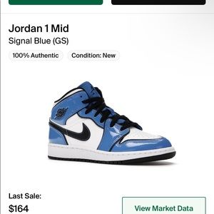 Signal Blue Grade School Jordan 1 Mid